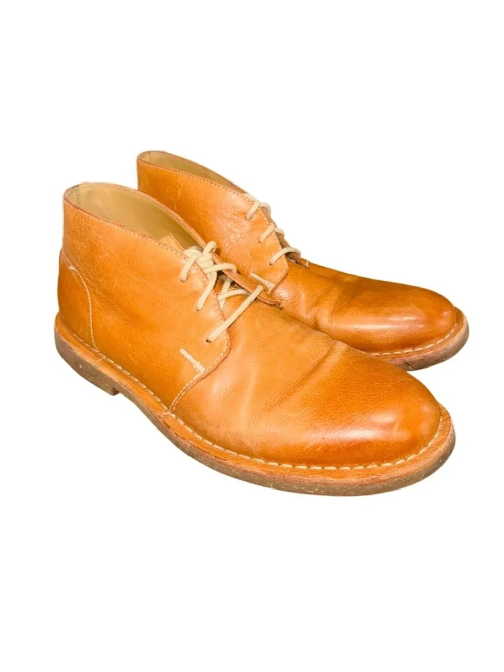 Cole Haan Glenn Cognac Leather Chukka Boots Amber Tan 8 Luxury Office City Money